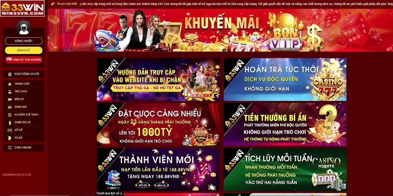 Khuyến mãi ngập tràng tại 33WIN
